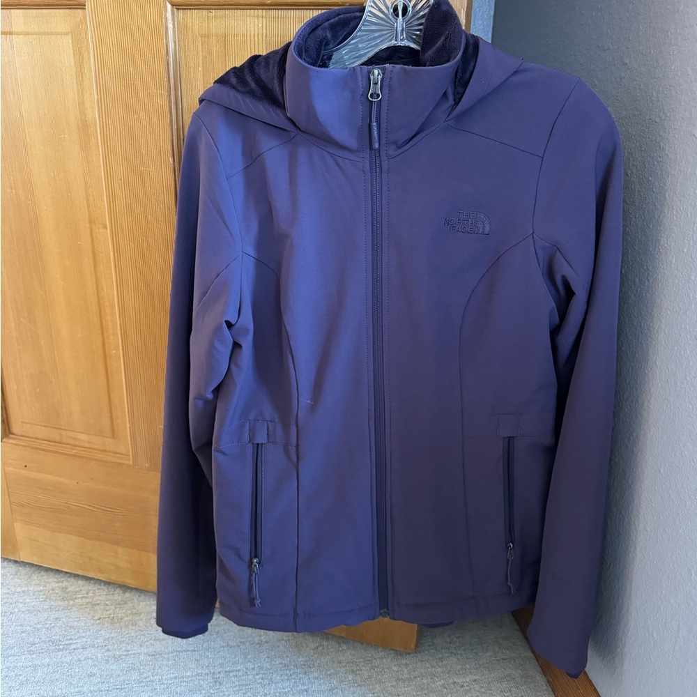 North face purple zip up jacket size small
